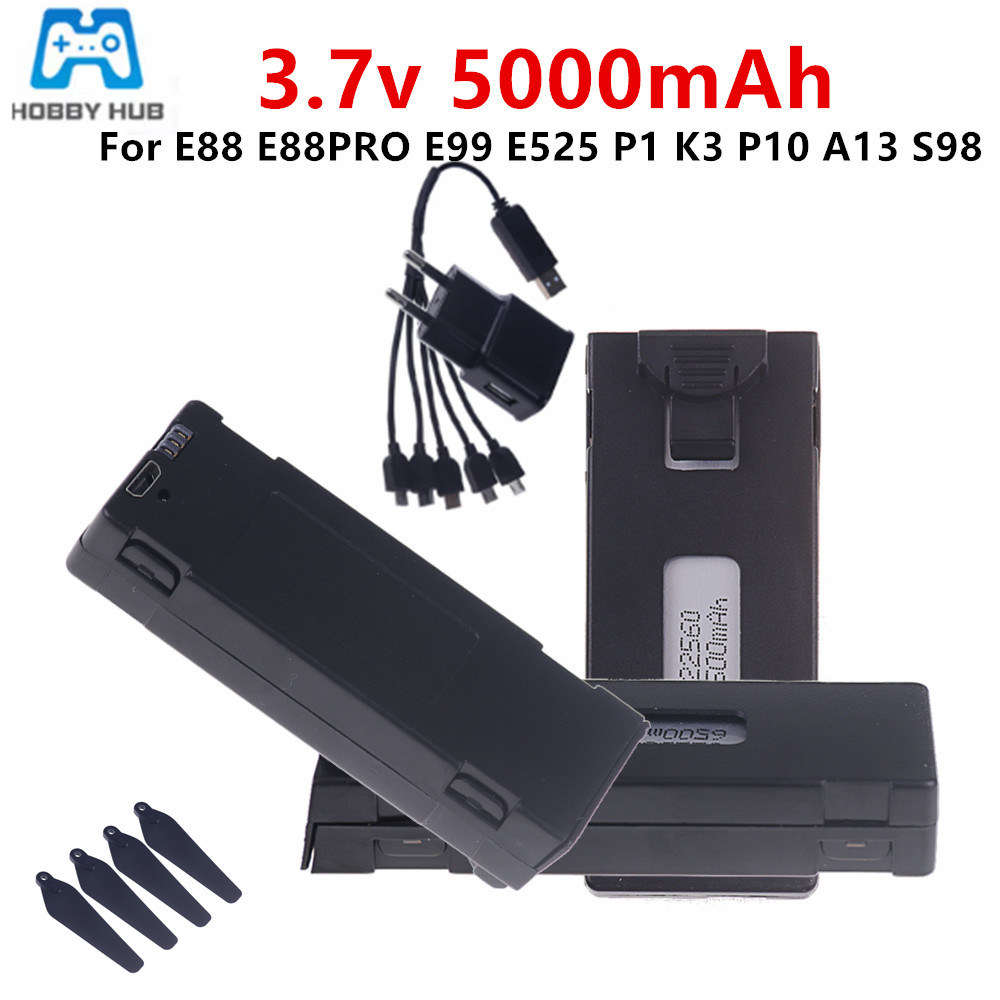 Drone Rc E99 Pro - 3.7V E88 5000mAh 충전식 리튬이온 배터리