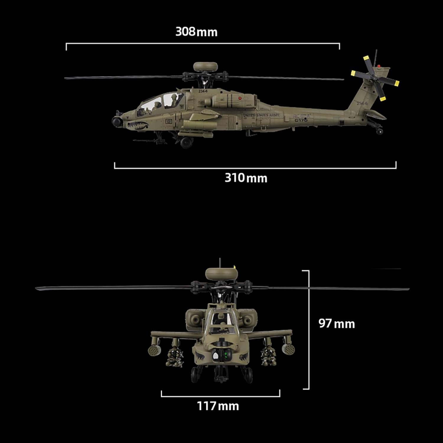 310MM 6CH C170 AH-64D 원격 조종 헬리 - Drone Rc Bolide 리뷰 및 가격